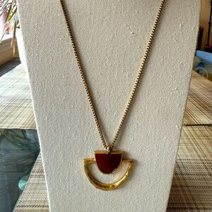 Lucky Brand Signed Reversible Pendant GoldTone Long Box Chain Necklace.